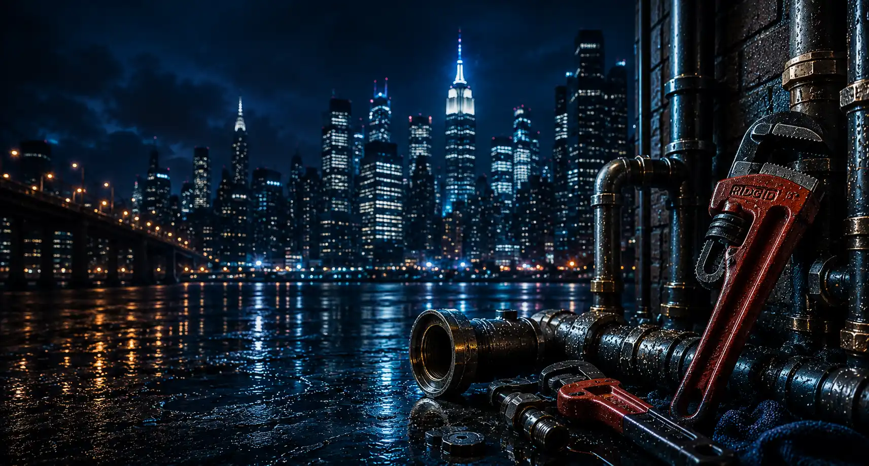 Commercial pump system isolation valve and piping assembly in NYC mechanical room