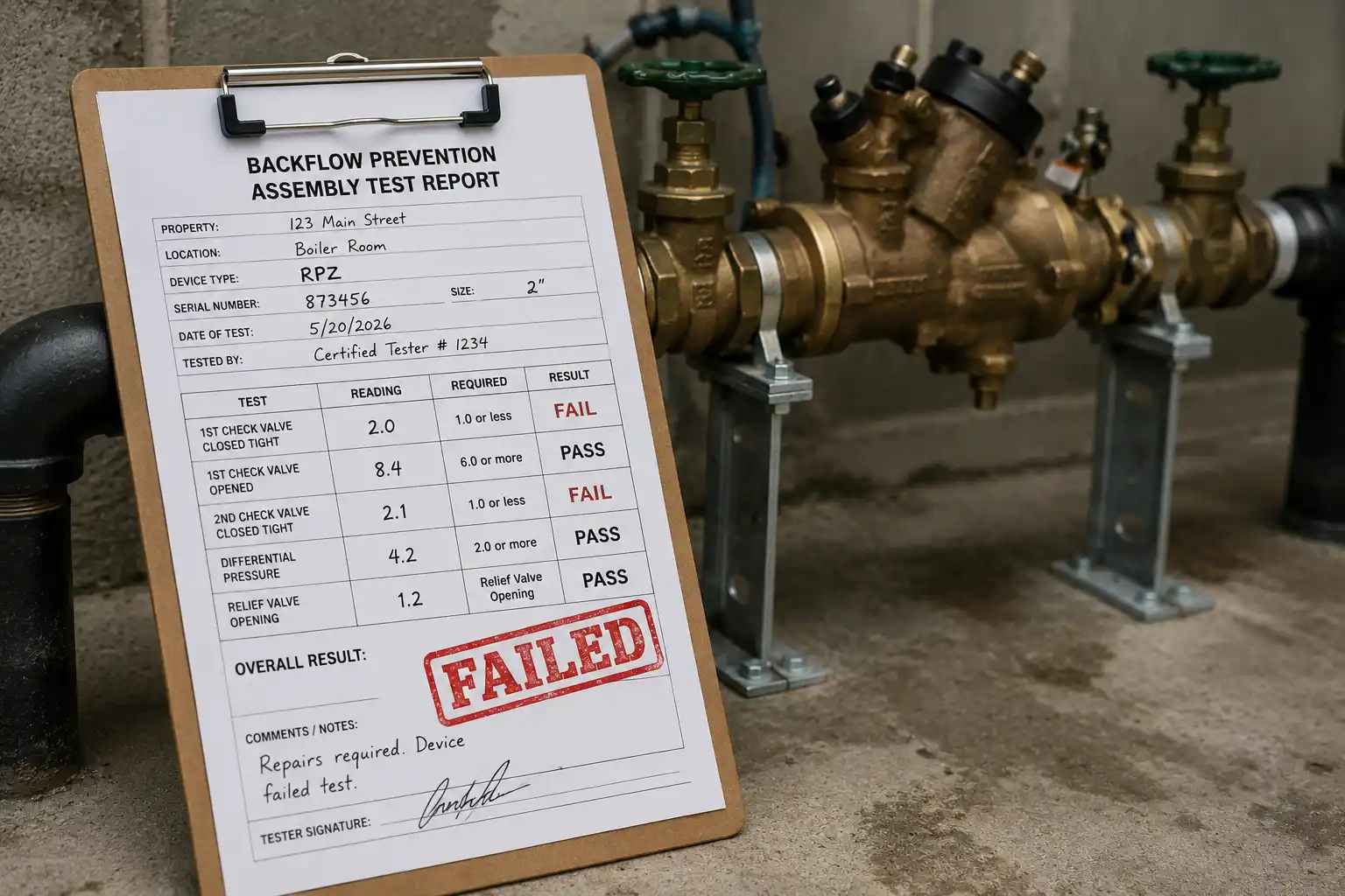 Backflow Test Failed