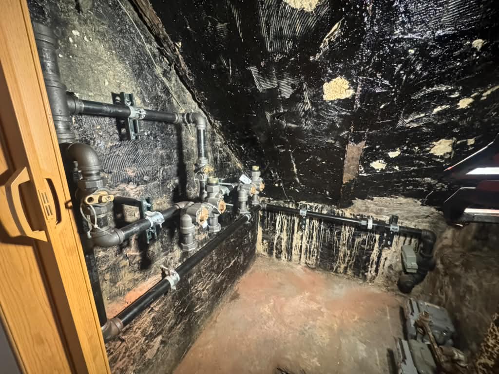 New basement pipework and isolation-valve installation. New basement pipework and isolation-valve installation.