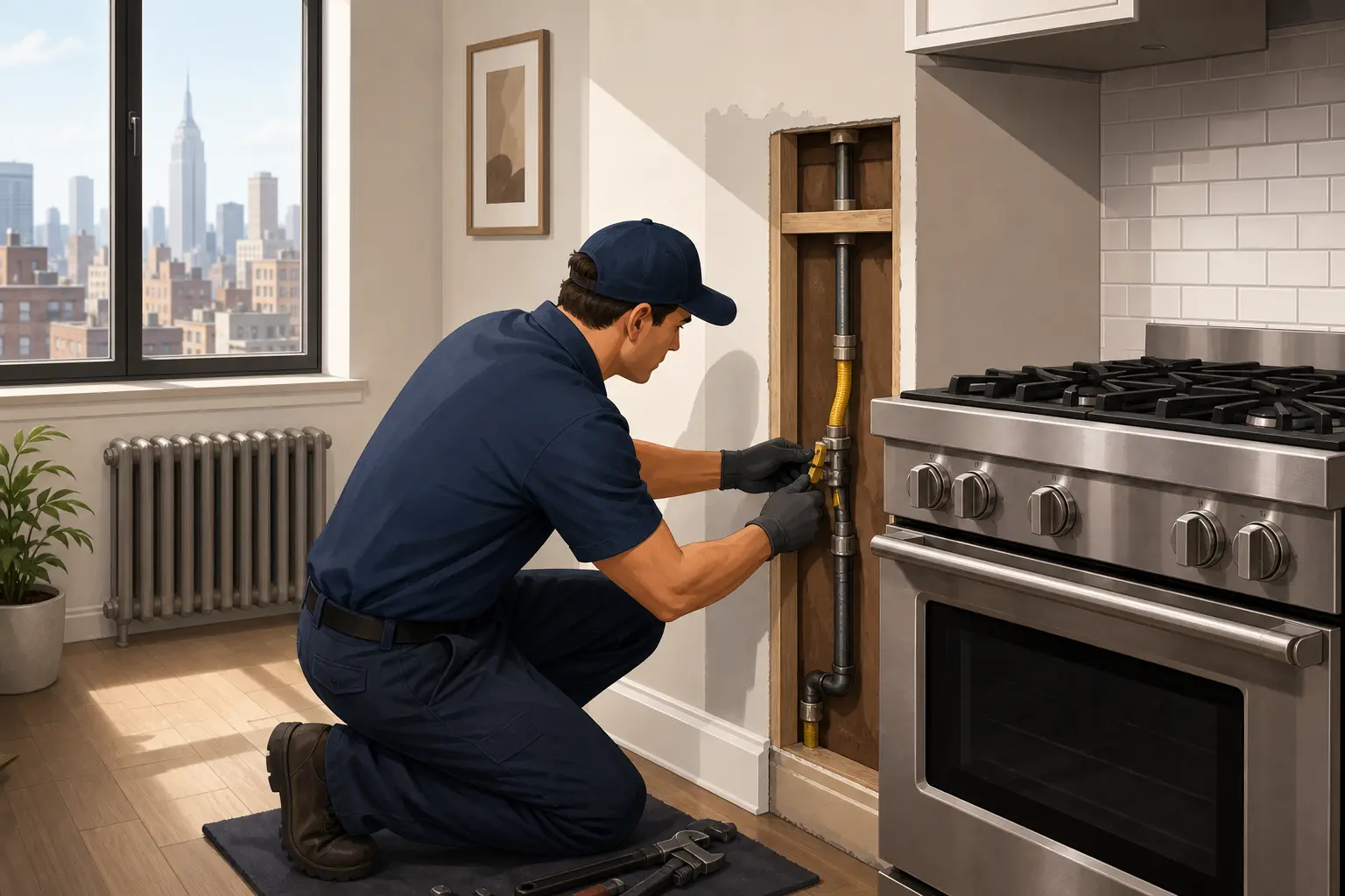 gas line for gas stove installation